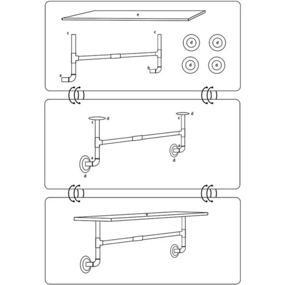 Pipe Shelving, Bathroom Shelves with Towel bar, 24in ,1 Tier, Retro Brown